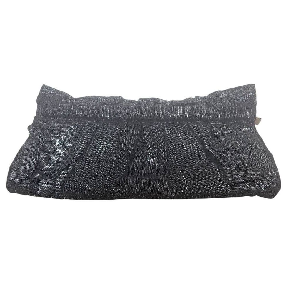 Express Black Clutch with Silver Metallic Thread Express Black Zip-Up Clutch Bag